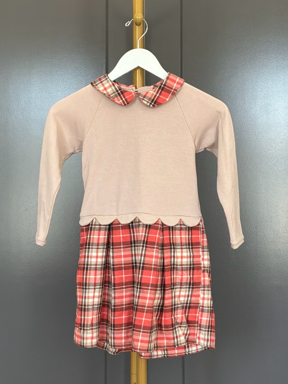 Bella Bliss Plaid Scallop Dress Size 7